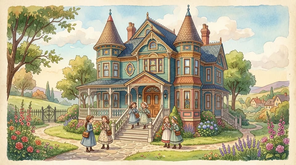 Watercolor illustration for The School That Became a Hotel