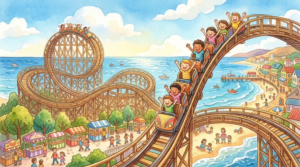 Watercolor illustration for The Roller Coaster Built in 47 Days