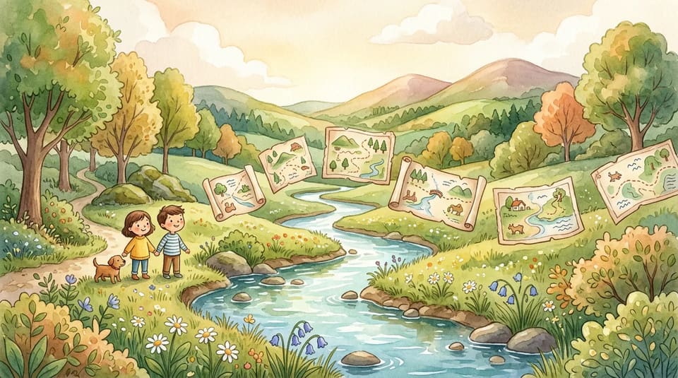 Watercolor illustration for The Creek With Many Names