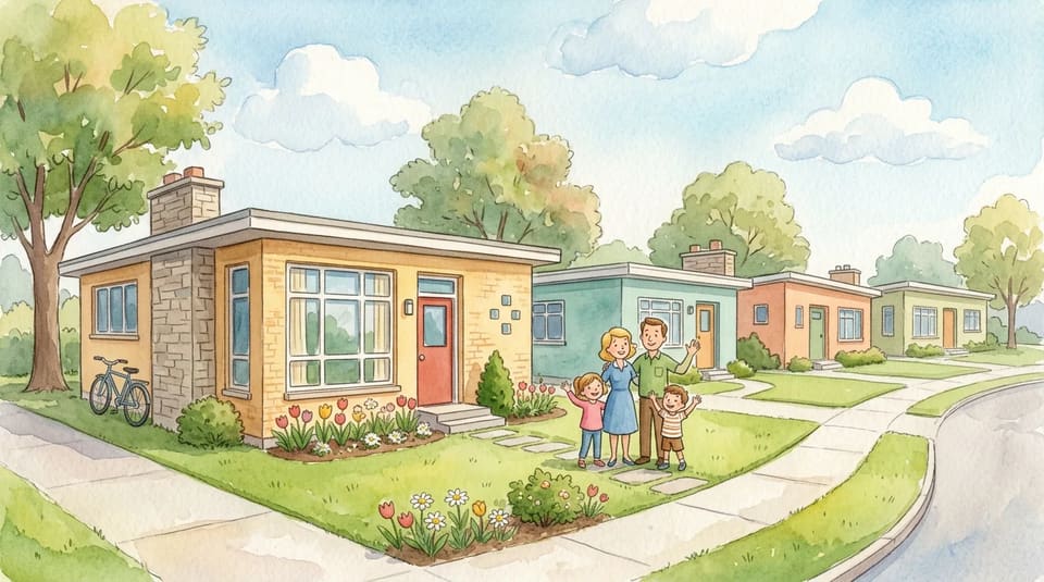 Watercolor illustration for The Houses That Won a Prize