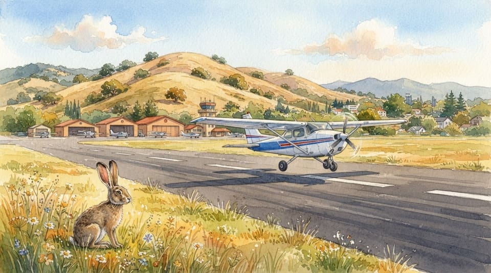 Watercolor illustration for Watch Out for Jackrabbits!, near Palo Alto