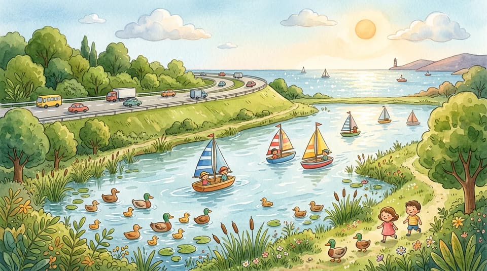 Watercolor illustration for The Lake That Used to Be the Bay
