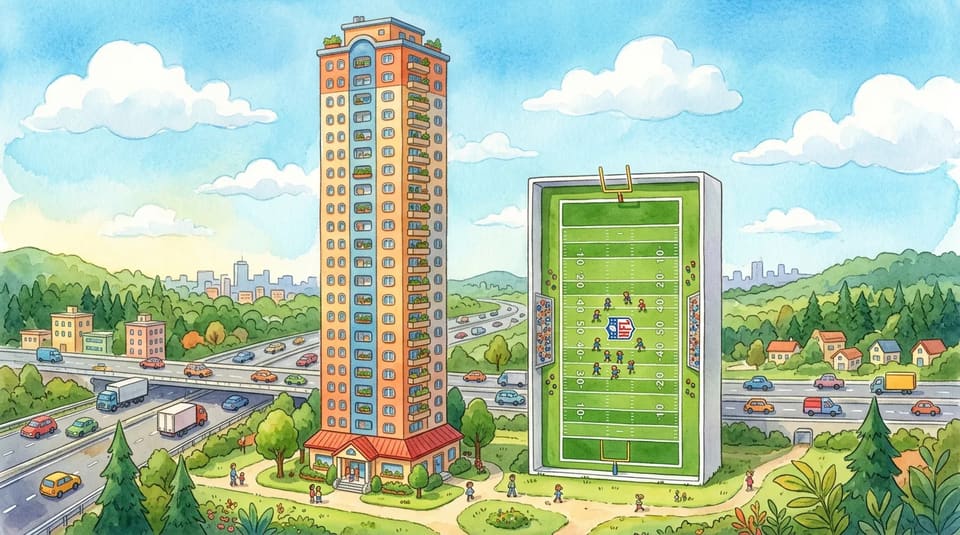 Watercolor illustration for The Tower That Wiggles