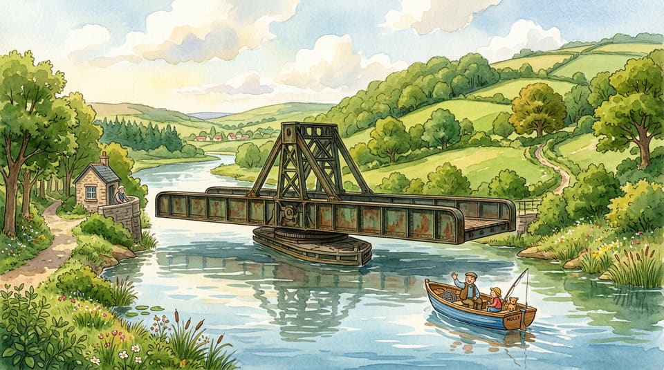 Watercolor illustration for The Bridge That Spins Around