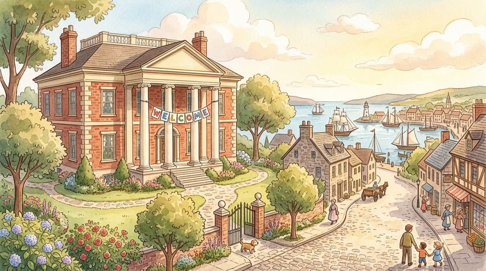 Watercolor illustration for The House Waiting for Washington