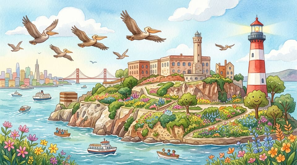 Watercolor illustration for The Island of Pelicans