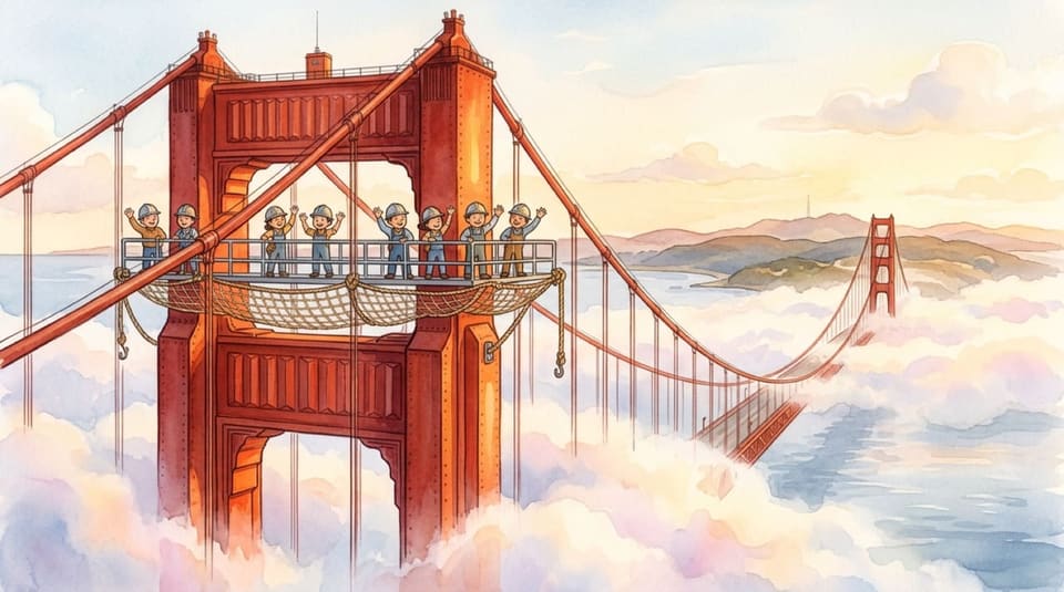 Watercolor illustration for The Golden Gate Bridge, near Sausalito